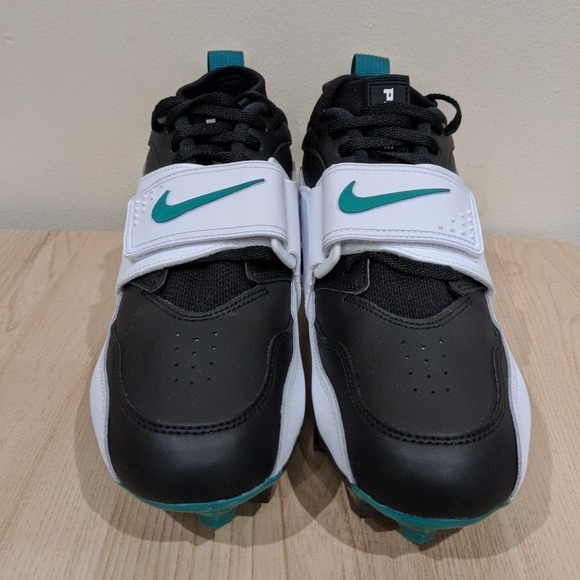 Nike Diamond Turf Vapor Edge TD Football Cleats Mens 7.5 Emerald White Black NEW - Picture 2 of 9
